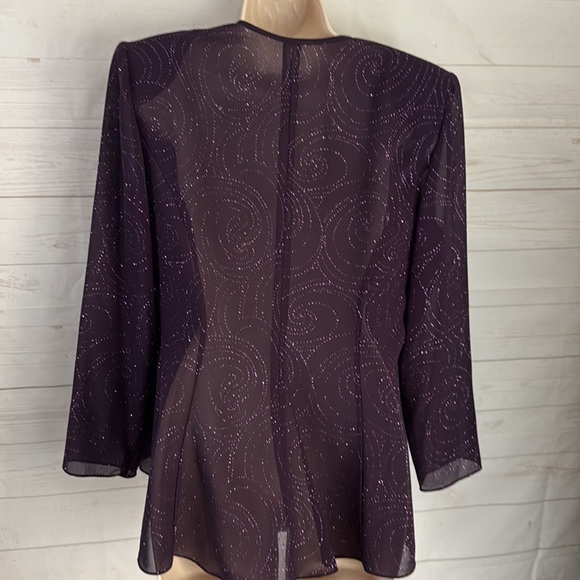 R & M Richards Size LP Purple Sheer Sparkly Over Shirt Pretty Brooch like Clasp - Picture 5 of 8